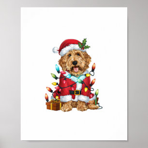 Weihnachtsbeleuchtung Weihnachtsmann-Labradoodle W Poster