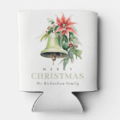 Weihnachtsbell Pine Poinsettia Foliage Wasserfarbe Dosenkühler (Rückseite)