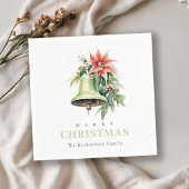 Weihnachtsbell Pine Poinsettia Foliage Wasserfarbe Serviette