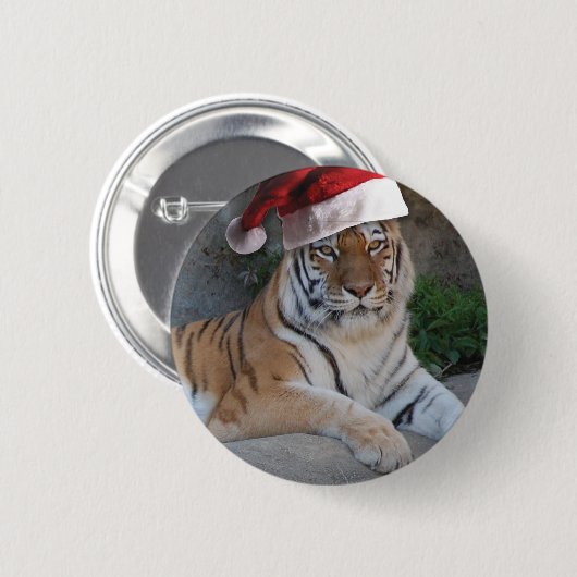 WeihnachtsBengalischer Tiger Button (Vorne & Hinten)