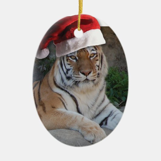 WeihnachtsBengalischer Tiger Keramik Ornament (Vorne)
