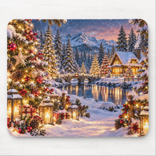 Weihnachtsberg-Hütten-Mauspad Mousepad