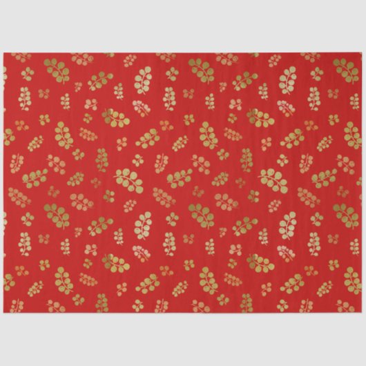 Weihnachtsberge aus Gold auf Red ~ Themenpapier Seidenpapier (Vorderseite)