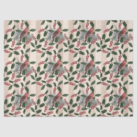 Weihnachtsberge und Vogeldekoupe Seidenpapier (Vorderseite)