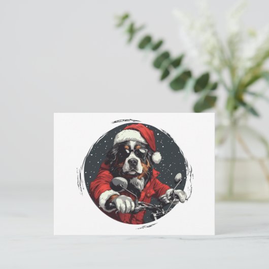 Weihnachtsberger Hund Feiertagspostkarte (Stehend Vorderseite)
