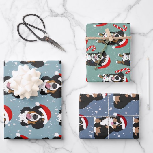 Weihnachtsberger Hund Geschenkpapier Set (Vorderseite)