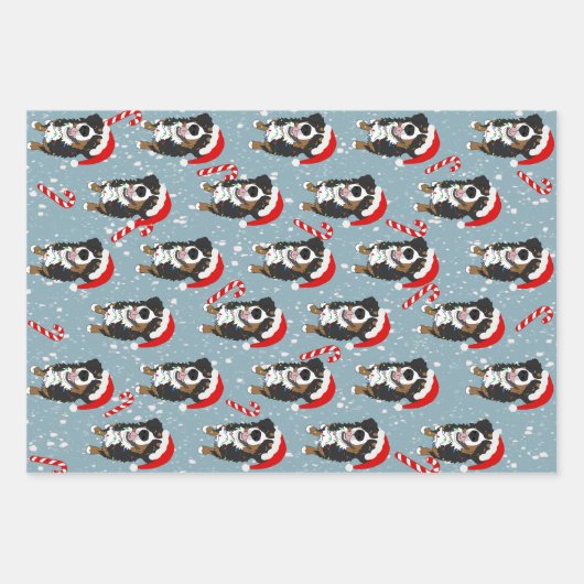 Weihnachtsberger Hund Geschenkpapier Set (Vorderseite)