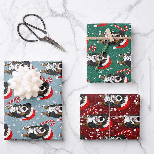 Weihnachtsberger Hund Geschenkpapier Set (Vorderseite)