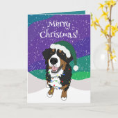 Weihnachtsberger Hund Karte (Gelbe Blume)