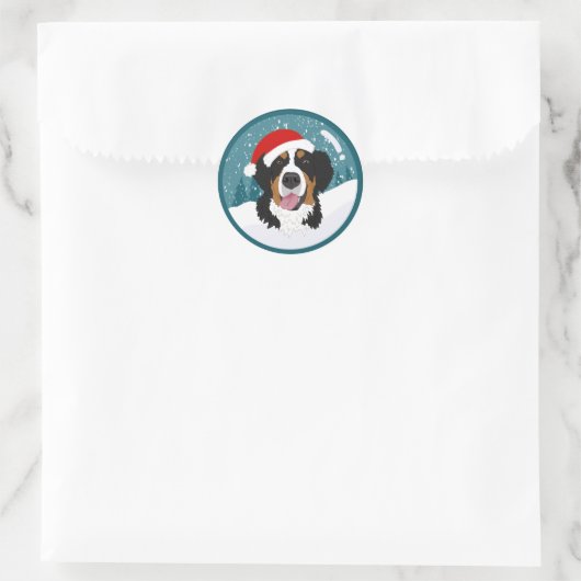 Weihnachtsberger Hund Runder Aufkleber (Tasche)
