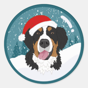 Weihnachtsberger Hund Runder Aufkleber