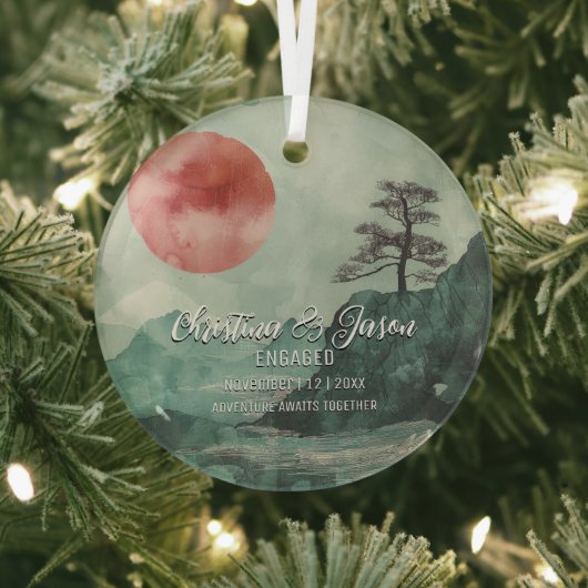 Weihnachtsbergsonnwanderung Paar Verlobung Ornament Aus Glas (InSitu)