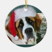 Weihnachtsbernhardiner-HundeFoto Keramikornament (Vorne)