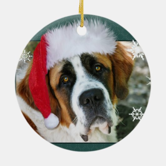 Weihnachtsbernhardiner-HundeFoto Keramikornament (Hinten)