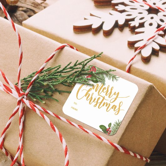 Weihnachtsberries | Beiheftmarke Quadratischer Aufkleber