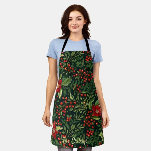 Weihnachtsberries-Blume Schürze (Getragen)