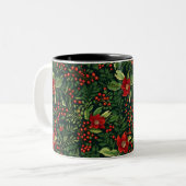 Weihnachtsberries-Blume Zweifarbige Tasse (Vorderseite Links)