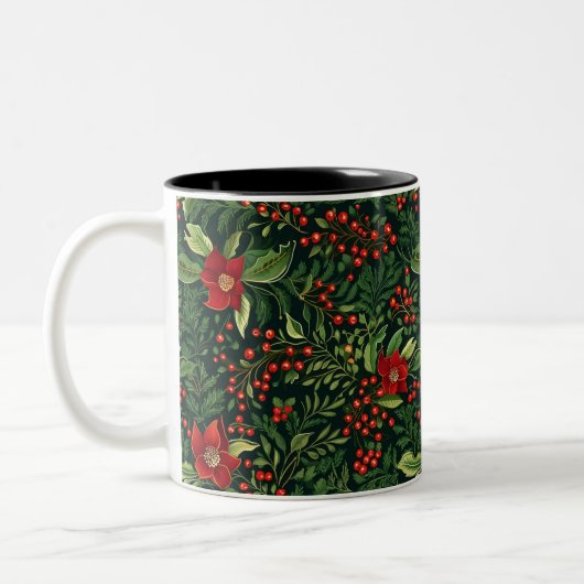 Weihnachtsberries-Blume Zweifarbige Tasse (Links)