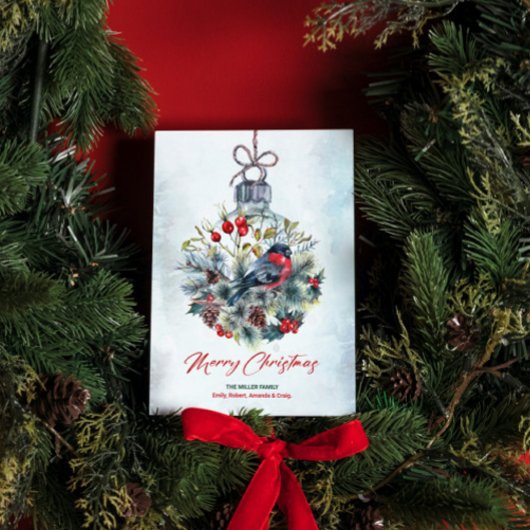 Weihnachtsberries & Bullfinch-Ornament Einladung