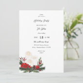 Weihnachtsberries & Candle Holiday Weihnachten Par Einladung (Stehend Vorderseite)