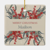 Weihnachtsberries & Eukalyptus Botanische Folies Keramikornament (Rückseite)
