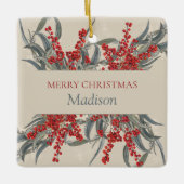 Weihnachtsberries & Eukalyptus Botanische Folies Keramikornament (Vorderseite)