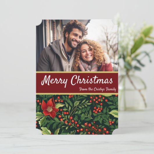 Weihnachtsberries Feiertagskarte (Stehend Vorderseite)