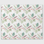 Weihnachtsberries Foliage Geschenkpapier (Flach)