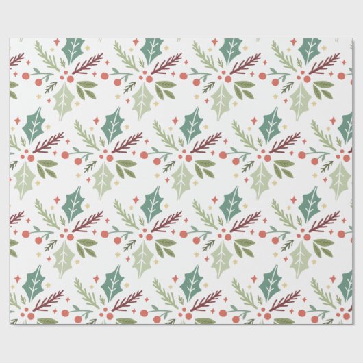 Weihnachtsberries Foliage Geschenkpapier (Flach)