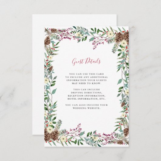 Weihnachtsberries | Informationen zur Hochzeit Begleitkarte (Vorne/Hinten)