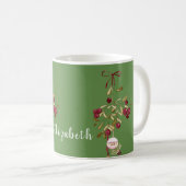 Weihnachtsberries & Ornament Personalisiert Kaffeetasse (VorderseiteRechts)
