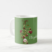 Weihnachtsberries & Ornament Personalisiert Kaffeetasse (Vorderseite Links)