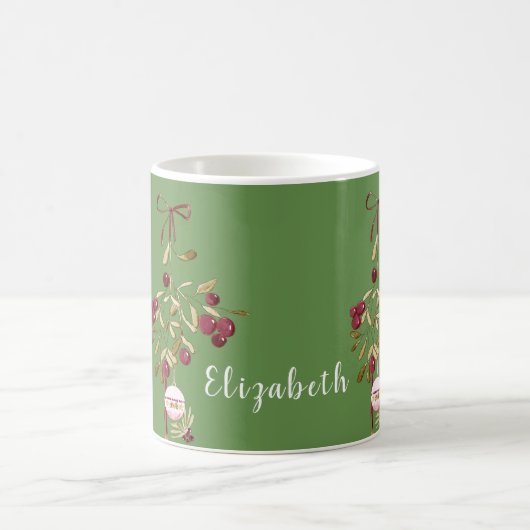 Weihnachtsberries & Ornament Personalisiert Kaffeetasse (Mittel)