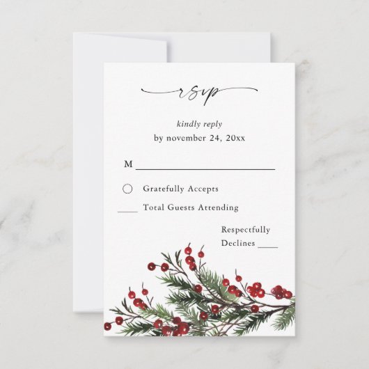 Weihnachtsberries & Pine no Messe UAWG VER RSVP Karte (Vorderseite)