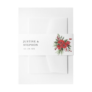 Weihnachtsberries & Pine Poinsettia Einladungsbanderole