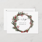Weihnachtsberries & Pine w UAWG Kranz RSVP Karte (Vorne/Hinten)