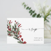 Weihnachtsberries & Pine w UAWG RSVP Karte (Stehend Vorderseite)