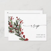 Weihnachtsberries & Pine w UAWG RSVP Karte (Vorne/Hinten)