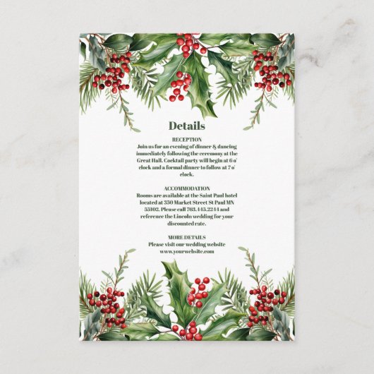 Weihnachtsberries & Pine Wedding Begleitkarte (Vorderseite)