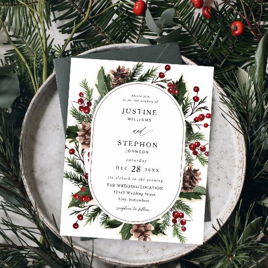 Weihnachtsberries & Pine Wedding Flyer