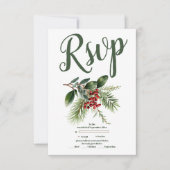 Weihnachtsberries & Pine Wedding RSVP Karte (Vorderseite)