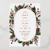 Weihnachtsberries & Pine Weihnachtsessen oder Part Folieneinladung (Vorderseite)