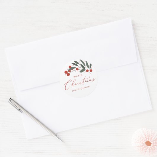 Weihnachtsberries-Sticker Runder Aufkleber (Umschlag)