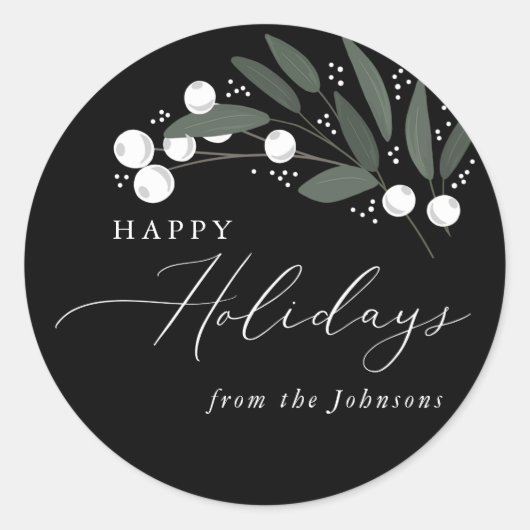 Weihnachtsberries-Sticker Runder Aufkleber (Vorderseite)