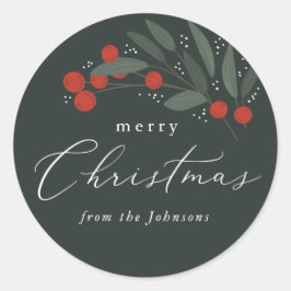 Weihnachtsberries-Sticker Runder Aufkleber