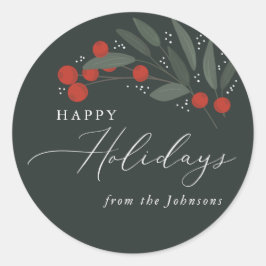 Weihnachtsberries-Sticker Runder Aufkleber