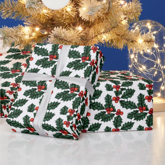 Weihnachtsberries und Blätter Weihnachten Geschenkpapier (Feiertage)