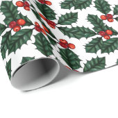 Weihnachtsberries und Blätter Weihnachten Geschenkpapier (Rolleneckpunkt)