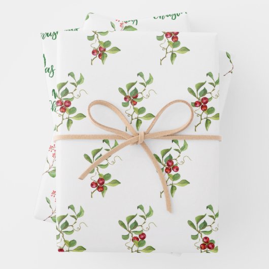 Weihnachtsberries und Foliage Assorted Gift Wrap Geschenkpapier Set (Beispiel)