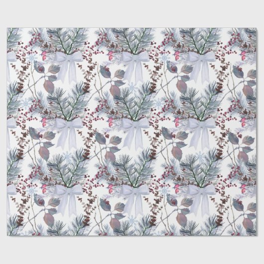 Weihnachtsberries und Kiefernzweige Geschenkpapier (Flach)